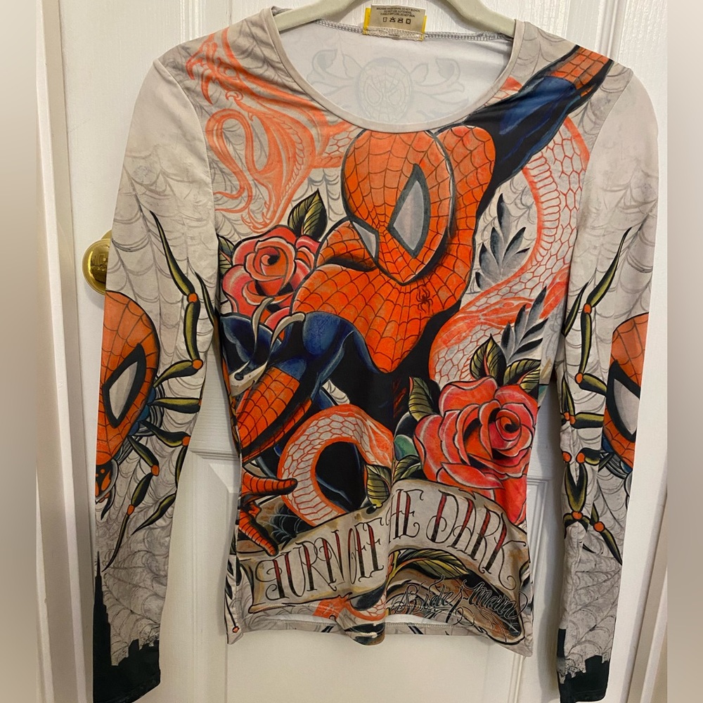RARE SPIDER-MAN BODY SHIRT FROM NYC BROADWAY OPENING OF TURN OFF THE DARK.